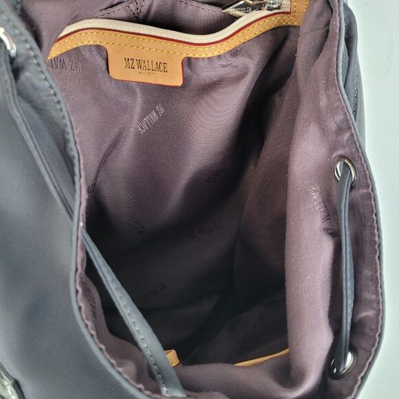 MZ Wallace Marlena Backpack Nylon Silver Hardware Leather Trim Gray - Picture 8 of 16